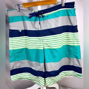 PATAGONIA Mens Wavefarer Board Shorts Size 36 Striped Pocket Unlined Swimwear